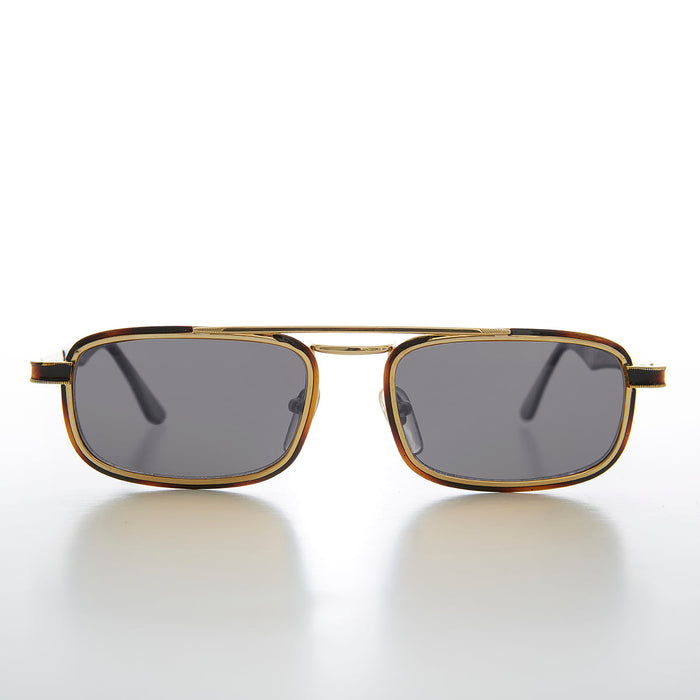 SUNGLASS MUSEUM Gold Rectangular 80s Aviator Sunglass - Beau