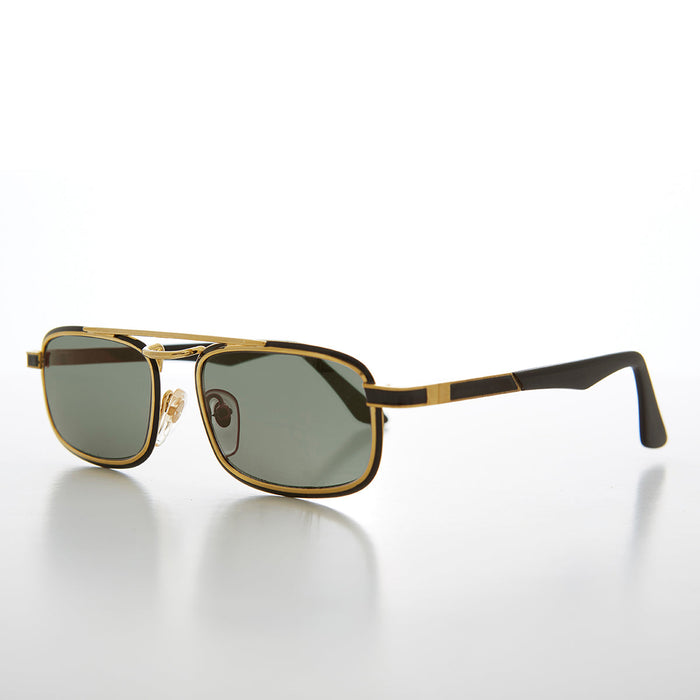 SUNGLASS MUSEUM Gold Rectangular 80s Aviator Sunglass - Beau