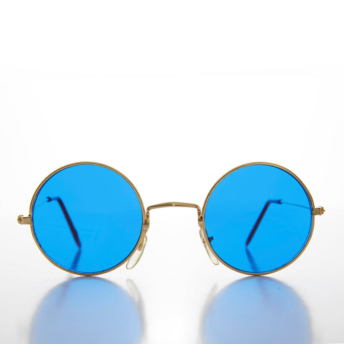 SUNGLASS MUSEUM Round Circle Sunglass with Blue Tinted Lens - Benji