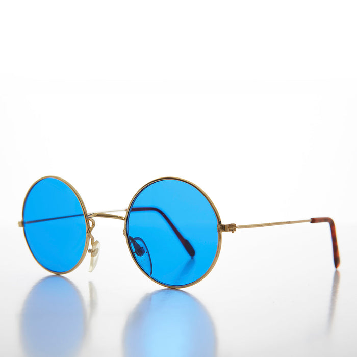 SUNGLASS MUSEUM Round Circle Sunglass with Blue Tinted Lens - Benji