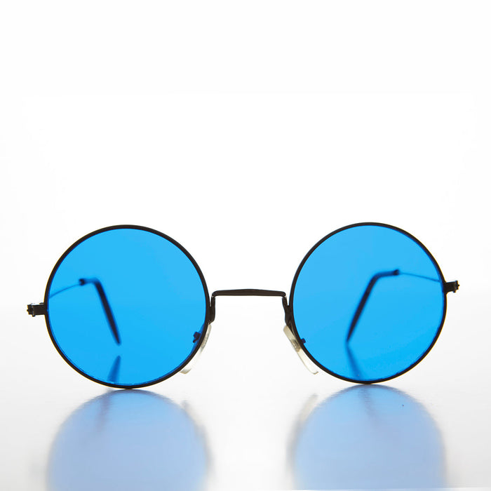 SUNGLASS MUSEUM Round Circle Sunglass with Blue Tinted Lens - Benji