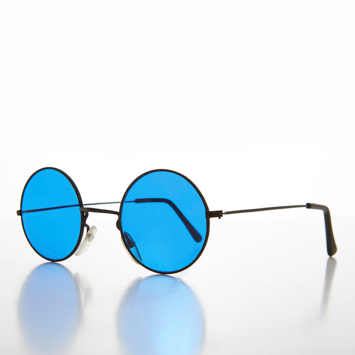 SUNGLASS MUSEUM Round Circle Sunglass with Blue Tinted Lens - Benji