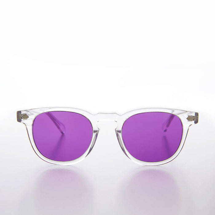 SUNGLASS MUSEUM Clear Acetate Square Sunglass with Colored Lenses - Benson - Product image