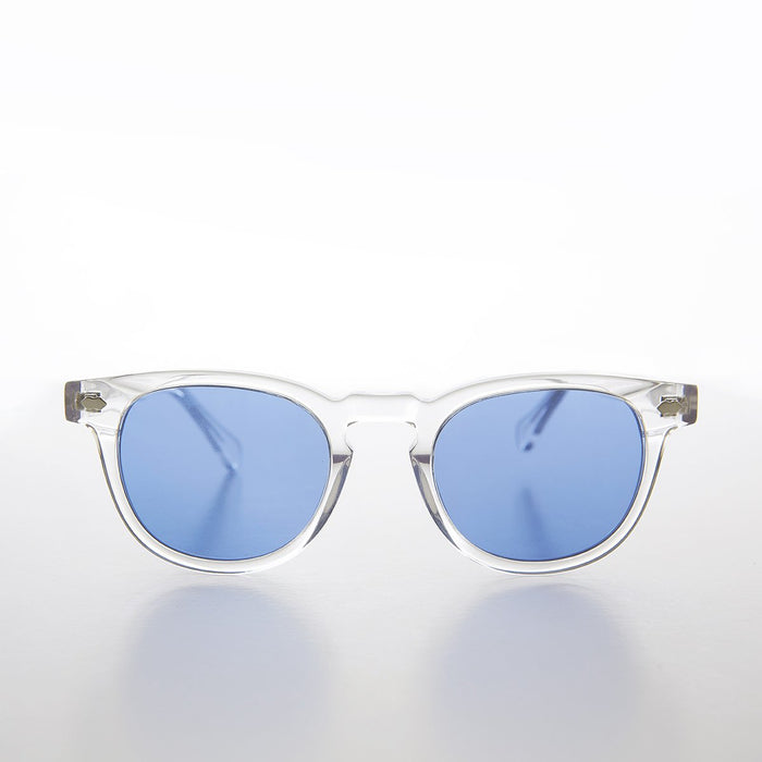 SUNGLASS MUSEUM Clear Acetate Square Sunglass with Colored Lenses - Benson