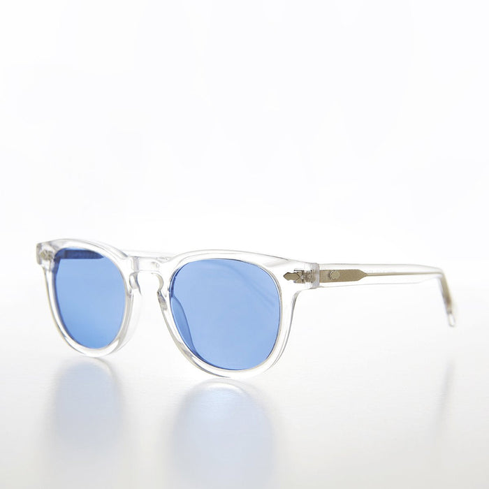 SUNGLASS MUSEUM Clear Acetate Square Sunglass with Colored Lenses - Benson