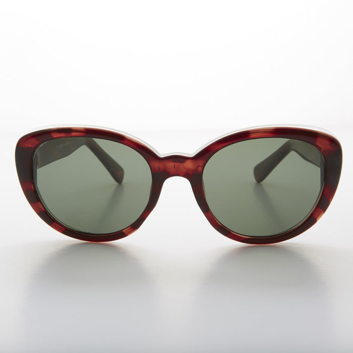 image of sunglasses model SUNGLASS MUSEUM Round Cat Eye Sunglass with Glass lens and Thick Frame - Betsy
