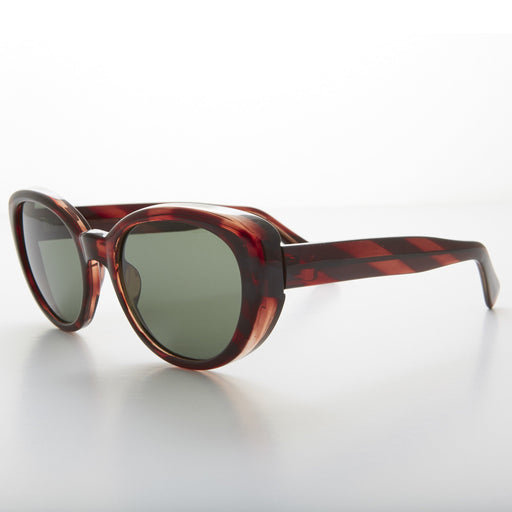 image of sunglasses model SUNGLASS MUSEUM Round Cat Eye Sunglass with Glass lens and Thick Frame - Betsy