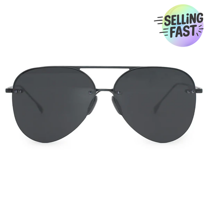 TOPFOXX Sunglasses Smaller Megan 2 Jet Black- Tangle Free Aviator Sunglasses