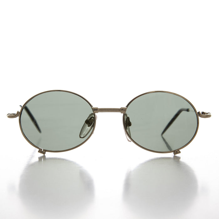 SUNGLASS MUSEUM Industrial Steampunk 90s Sunglass with Oval Optical Quality Frame Glass Lens - Blaster