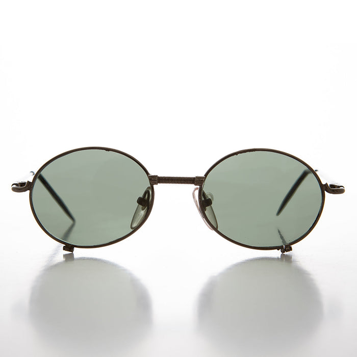SUNGLASS MUSEUM Industrial Steampunk 90s Sunglass with Oval Optical Quality Frame Glass Lens - Blaster
