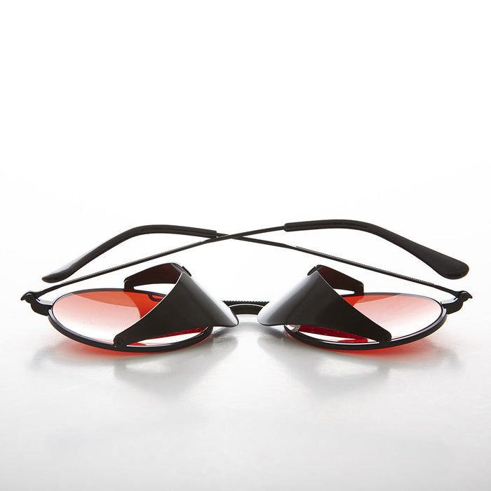 SUNGLASS MUSEUM Red Lens Steampunk Sunglass with Folding Side Shields - Bram 7