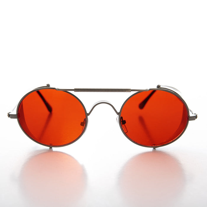 SUNGLASS MUSEUM Red Lens Steampunk Sunglass with Folding Side Shields - Bram 7