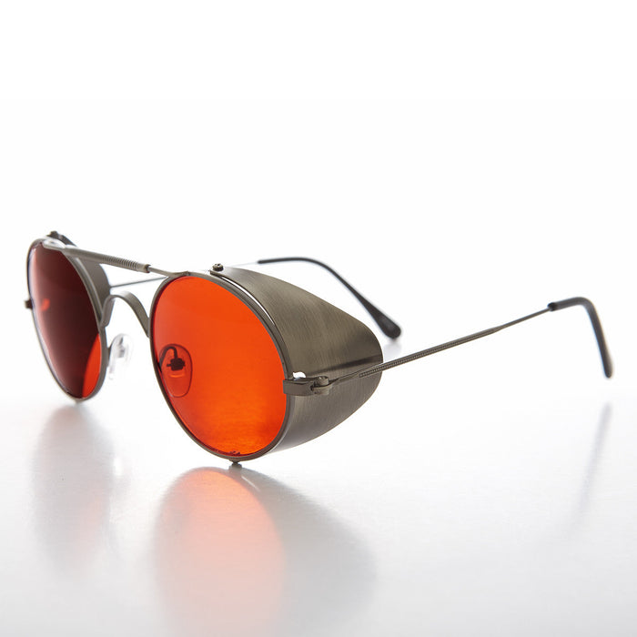 SUNGLASS MUSEUM Red Lens Steampunk Sunglass with Folding Side Shields - Bram 7