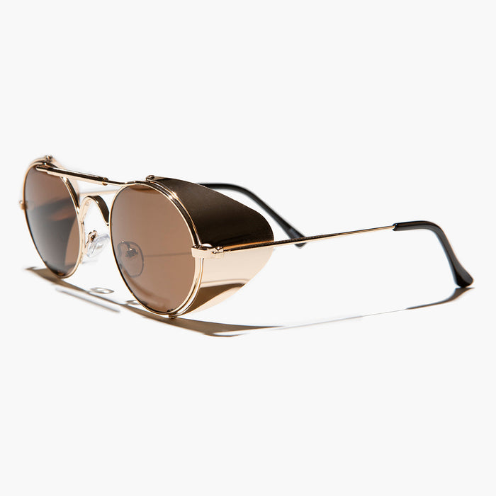SUNGLASS MUSEUM Gold Steampunk Sunglass with Folding Side Shields - Bram 6