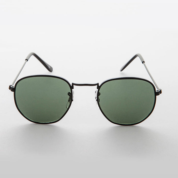 SUNGLASS MUSEUM Round Squared Edge Vintage Sunglass with Glass Lens - Brody