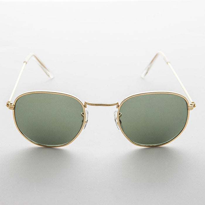 SUNGLASS MUSEUM Round Squared Edge Vintage Sunglass with Glass Lens - Brody