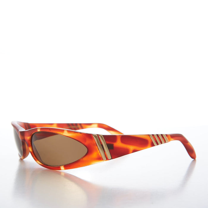 SUNGLASS MUSEUM Mod Wrap Around Vintage Sunglasses - Brower