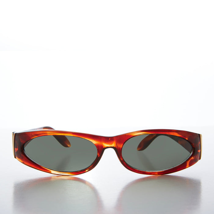 SUNGLASS MUSEUM Mod Wrap Around Vintage Sunglasses - Brower