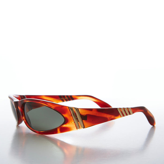 SUNGLASS MUSEUM Mod Wrap Around Vintage Sunglasses - Brower