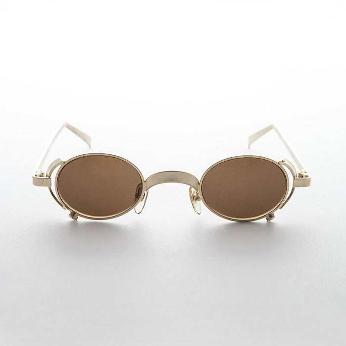 SUNGLASS MUSEUM 90s Oval Goth Steampunk Vintage Sunglass - Byron