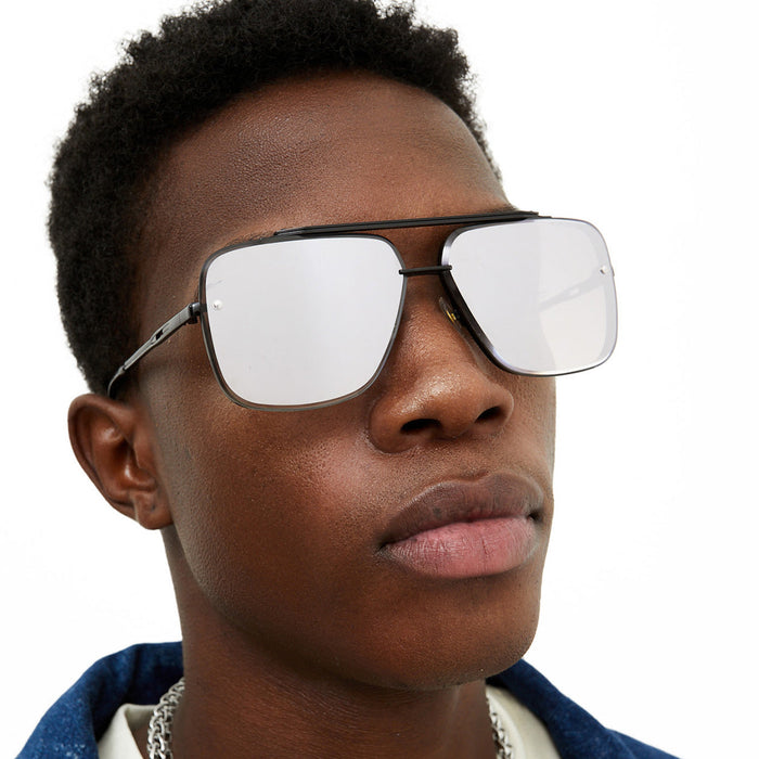 TOPFOXX Sunglasses Bella -  Chrome Black Oversized Squared Aviators
