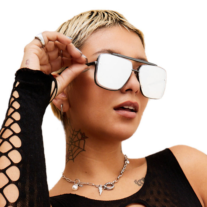 TOPFOXX Sunglasses Bella -  Chrome Black Oversized Squared Aviators