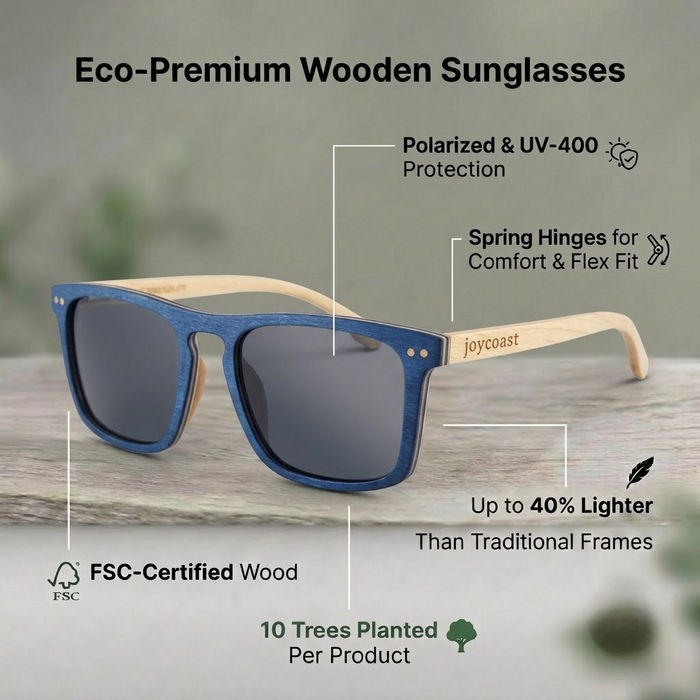 Blu Maple Wood Wayfinder Sunglasses | Polarized | Joycoast