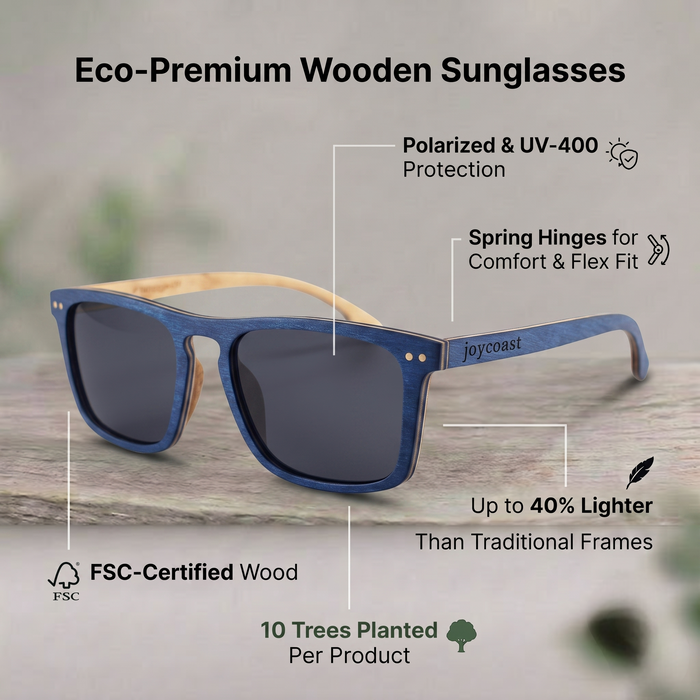 Blu Maple Wood Wayfinder Sunglasses | Polarized | Joycoast