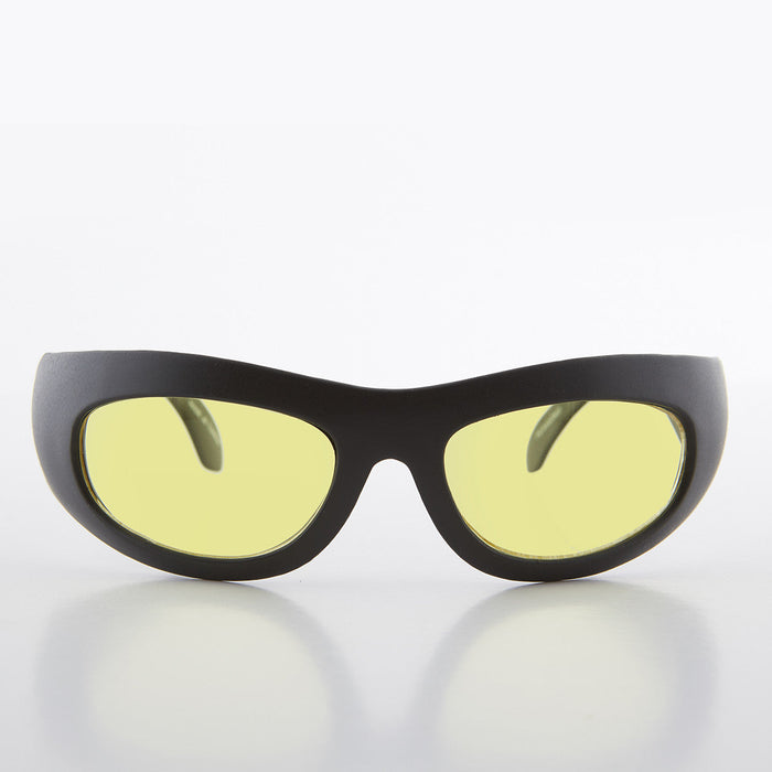 SUNGLASS MUSEUM Wrap Around Yellow Lens Biker Sunglasses - Cade