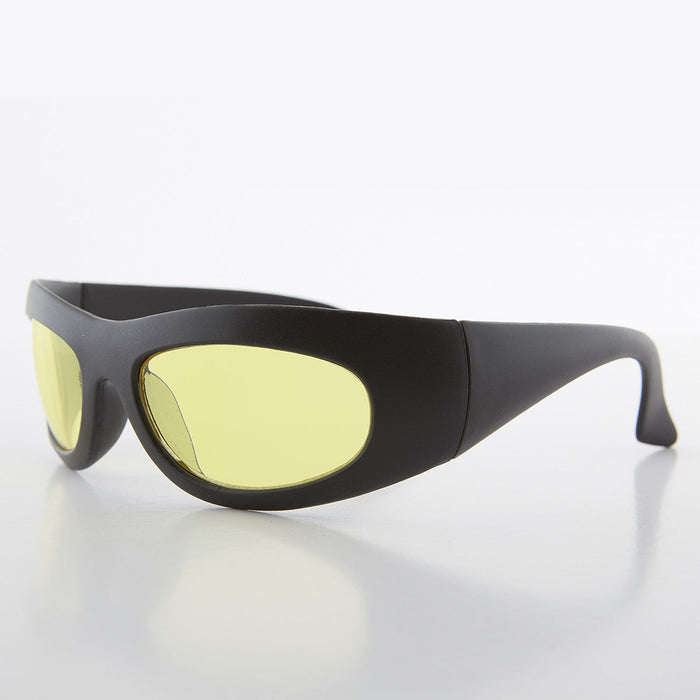 SUNGLASS MUSEUM Wrap Around Yellow Lens Biker Sunglasses - Cade