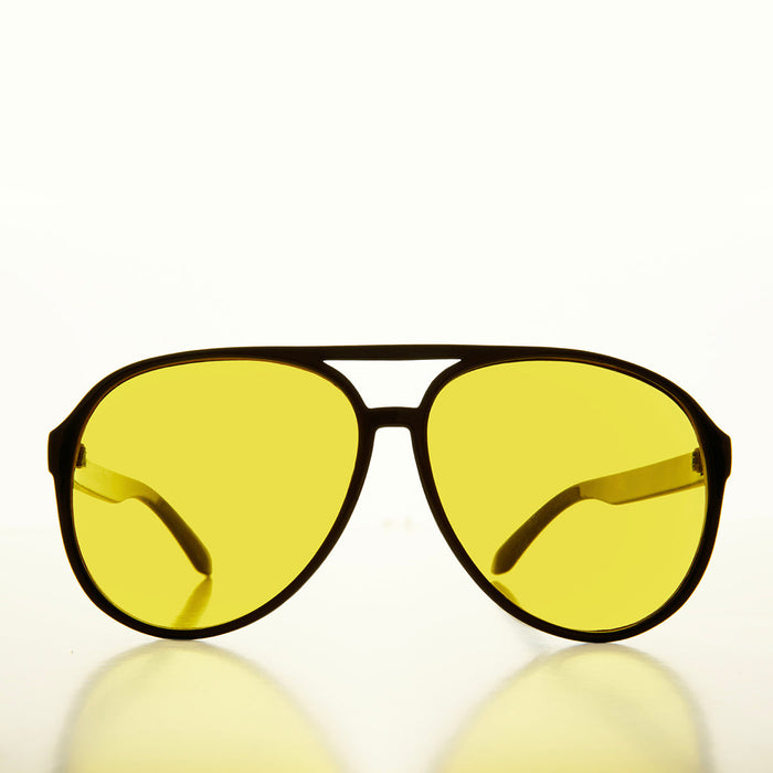 90s Large Yellow Lens Aviator Sunglasses - Calzini