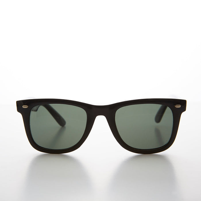 SUNGLASS MUSEUM Classic Black Square Sunglass with Glass Lens - Campbell