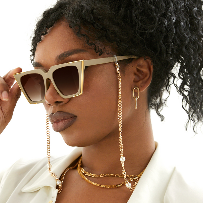 TOPFOXX Sunglasses The CEO - Nude Frame Brown Lens Cateye Sunglasses