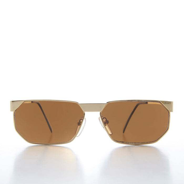 SUNGLASS MUSEUM 80s Gold Polygon Frame Vintage Sunglass - Cliff