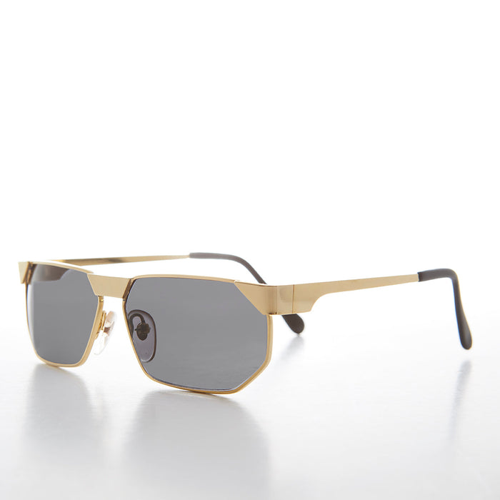 SUNGLASS MUSEUM 80s Gold Polygon Frame Vintage Sunglass - Cliff