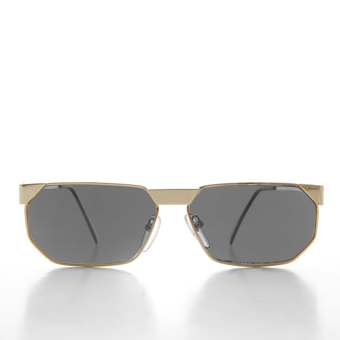 SUNGLASS MUSEUM 80s Gold Polygon Frame Vintage Sunglass - Cliff