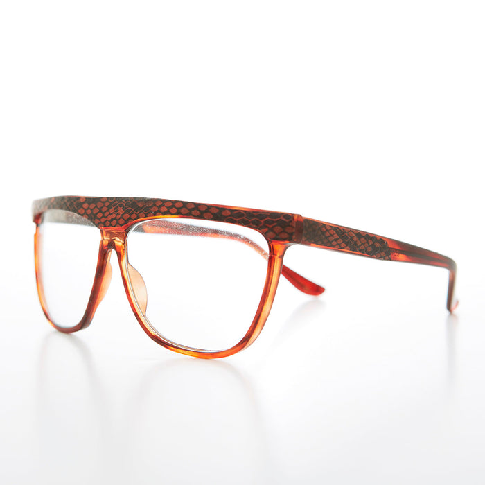 SUNGLASS MUSEUM Snakeskin Clear Lens 80s Glasses - Cobra