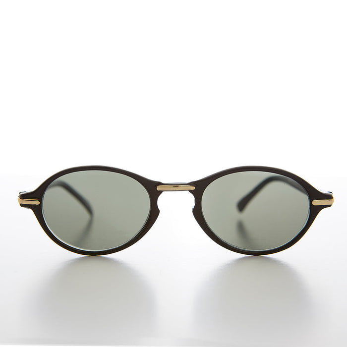 SUNGLASS MUSEUM Oval Sunglass with Gold Accents Key Hole Bridge - Cooper
