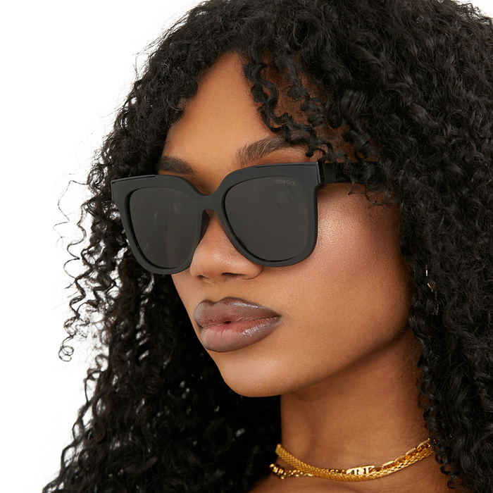 TOPFOXX Sunglasses Coco - Sustainable Black Frame Black Lens Wayfarer Sunglasses
