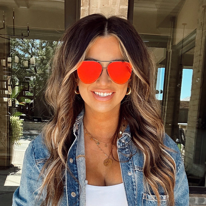 TOPFOXX Sunglasses Cristina - Tangle Free - Mirrored Red Aviator Sunglasses