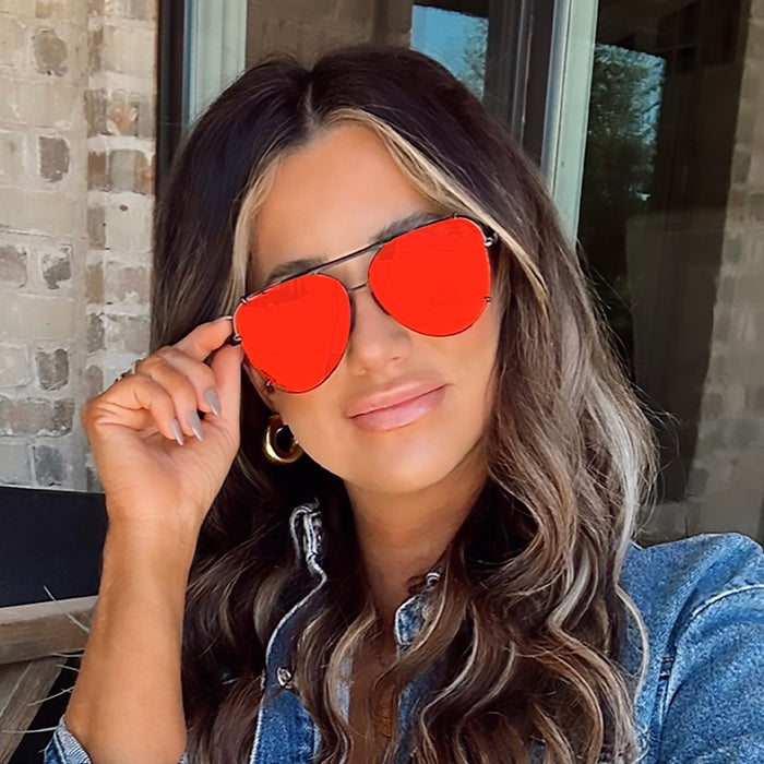 TOPFOXX Sunglasses Cristina - Tangle Free - Mirrored Red Aviator Sunglasses