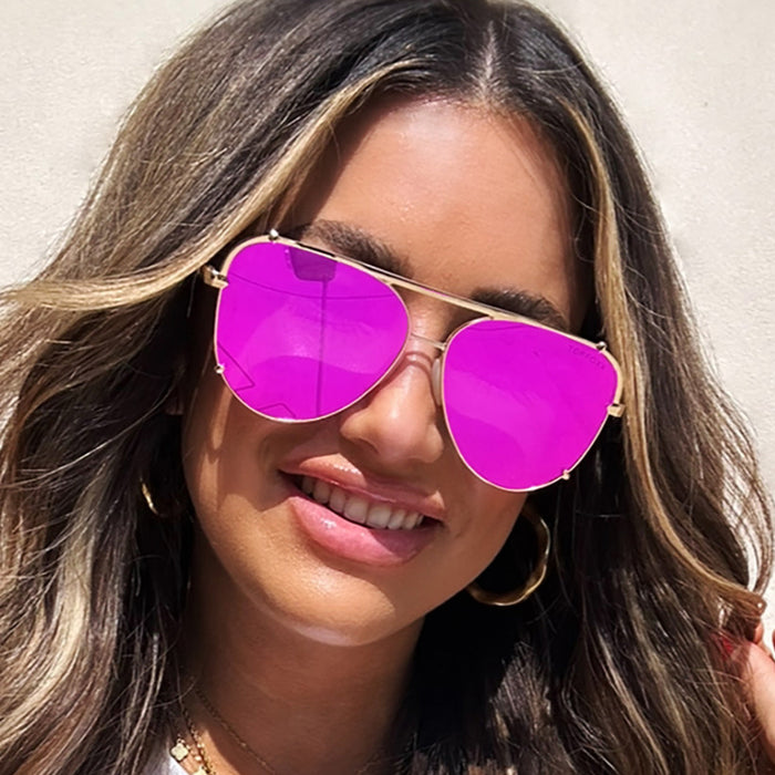 TOPFOXX Sunglasses Cristina - Tangle Free - Mirrored Pink Aviator Sunglasses