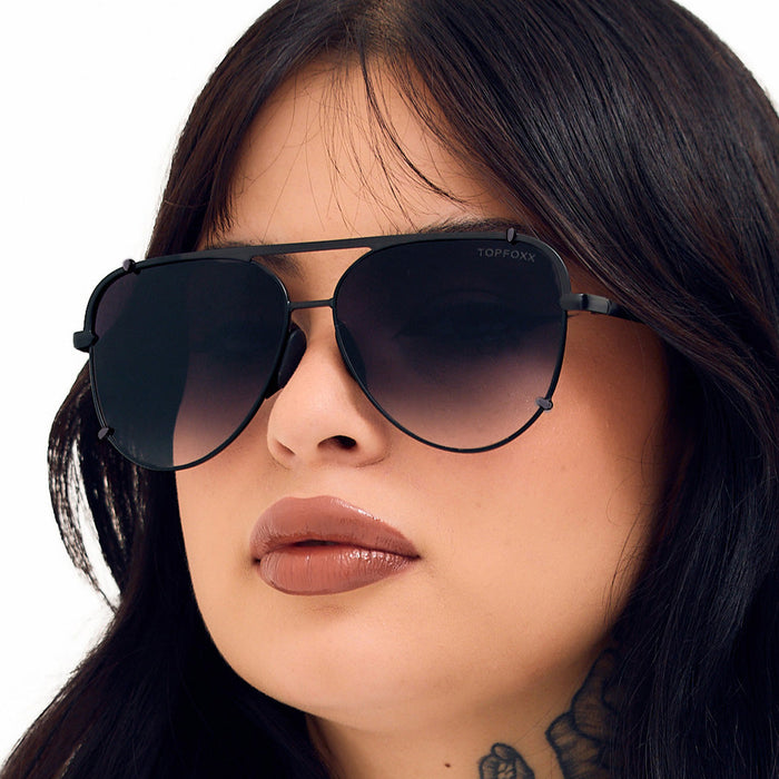 TOPFOXX Sunglasses Cristina - Tangle Free - Faded Black Aviator Sunglasses