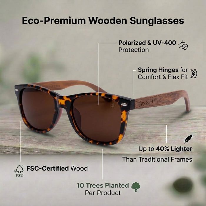 Crush Tortoise Walnut Wooden Sunglasses | Polarized | Joycoast