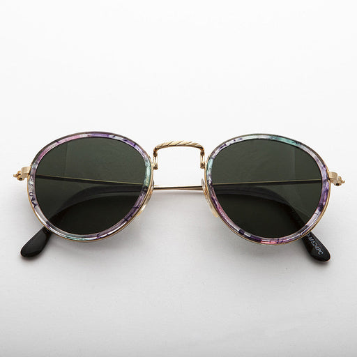 Sunglass Museum Round Hippie Vintage Sunglass with Multicolor Rim - Dakota - Product image