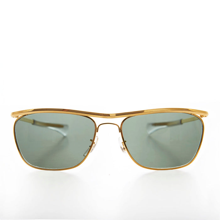 SUNGLASS MUSEUM Gold 80s Biker Sunglass Glass Lens - Darian