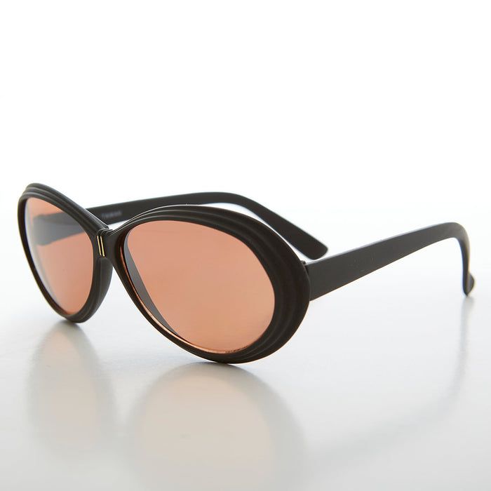 SUNGLASS MUSEUM Oval Clout Mod Sunglass with Copper Lens - Deborah