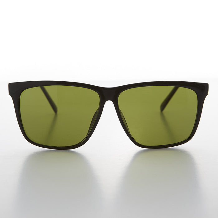 SUNGLASS MUSEUM Large Square Vintage Sunglass with Olive Green Lens - Denmark