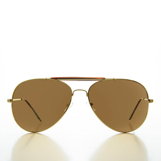 SUNGLASS MUSEUM Gold Glass Lens 60mm Aviator Sunglasses - Dino - Product image