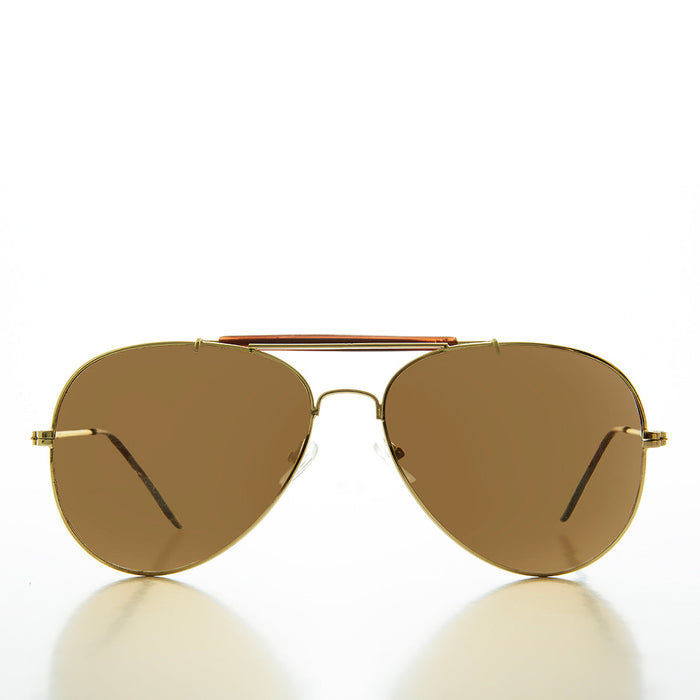 Gold Glass Lens 60mm Aviator Sunglasses - Dino